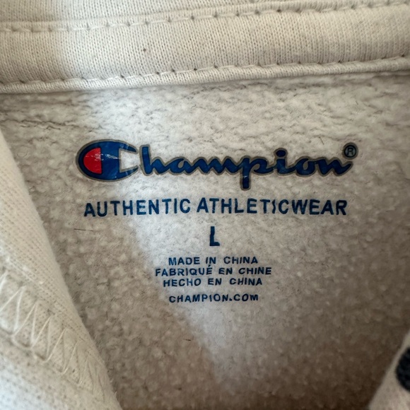 Youth Large Champion White All Over Print Logo Pullover Hoodie Boys - Picture 2 of 2